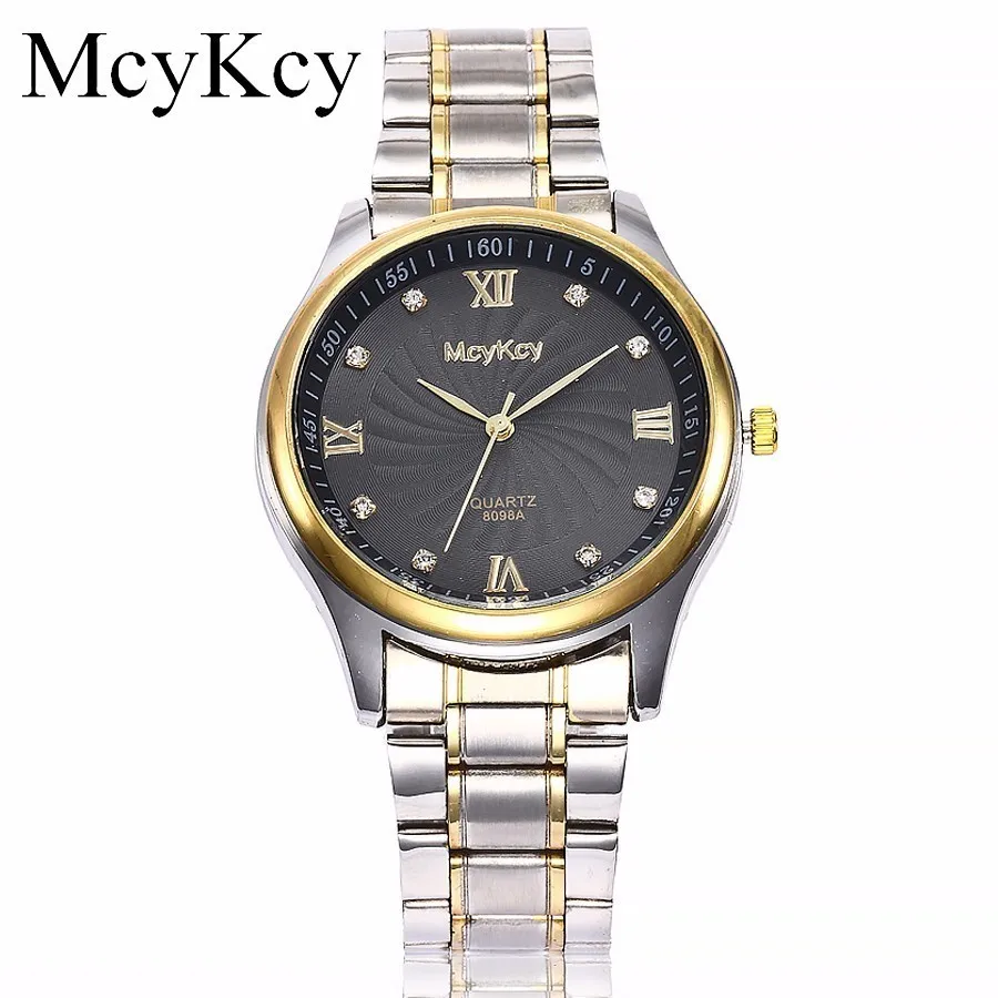 

McyKcy Lovers' Watch Couples Business Wristwatches Top Brand Luxury Full Stainless Steel Quartz Watch Waterproof Clock