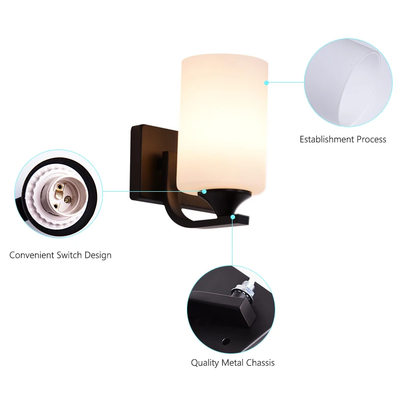  E27 LED Base Wall Lamp Single and Double Head Retro Bedside Reading Lamp Hotel Bedroom Corridor Wal - 32949709274