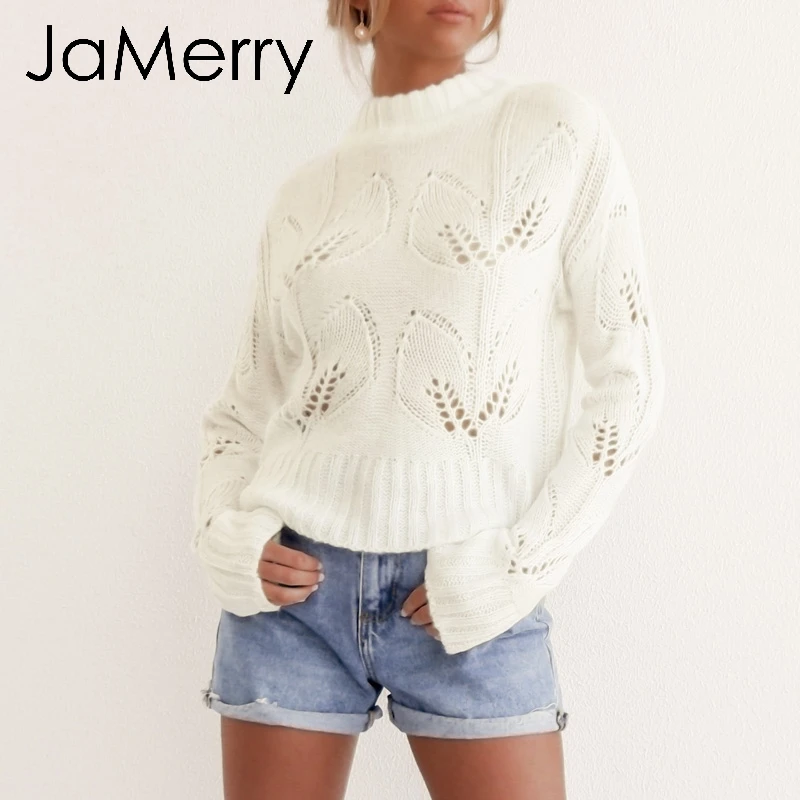 JaMerry, Ретро стиль, водолазка, с вырезами, Женский пуловер, свитер, Осень-зима, повседневный женский джемпер, уличная одежда, топ, Комбинезоны