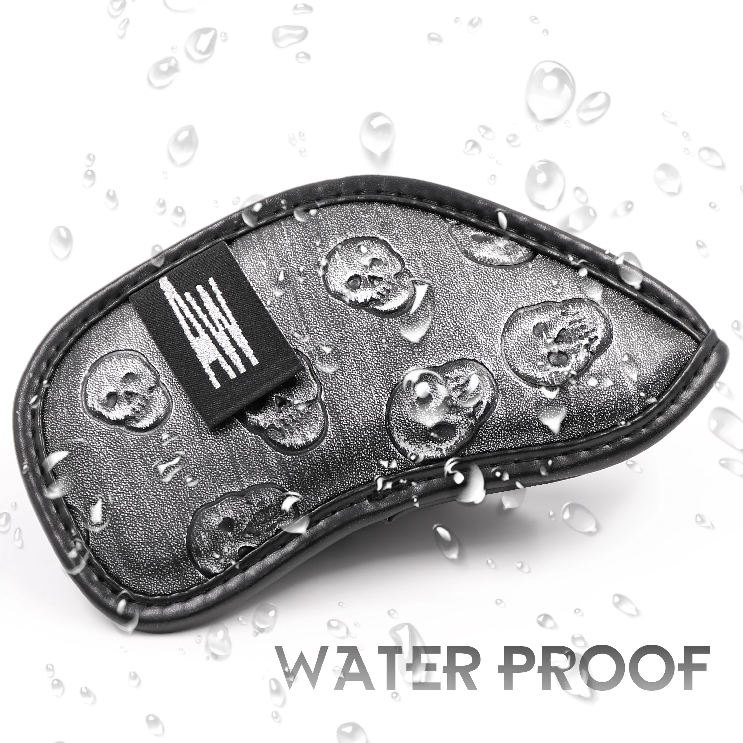 NEW Champkey Black Silver Skull Golf Iron Head Cover Pack of 12pcs Premium Polyurethane Plus Memory Material Club Covers