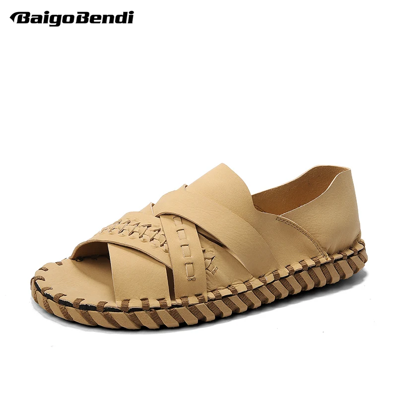 Light Weight Men Summer Casual Sandals Soft Peep toe Nonslip Beach Shoes White Color Ankle Wrap Sandals Boys