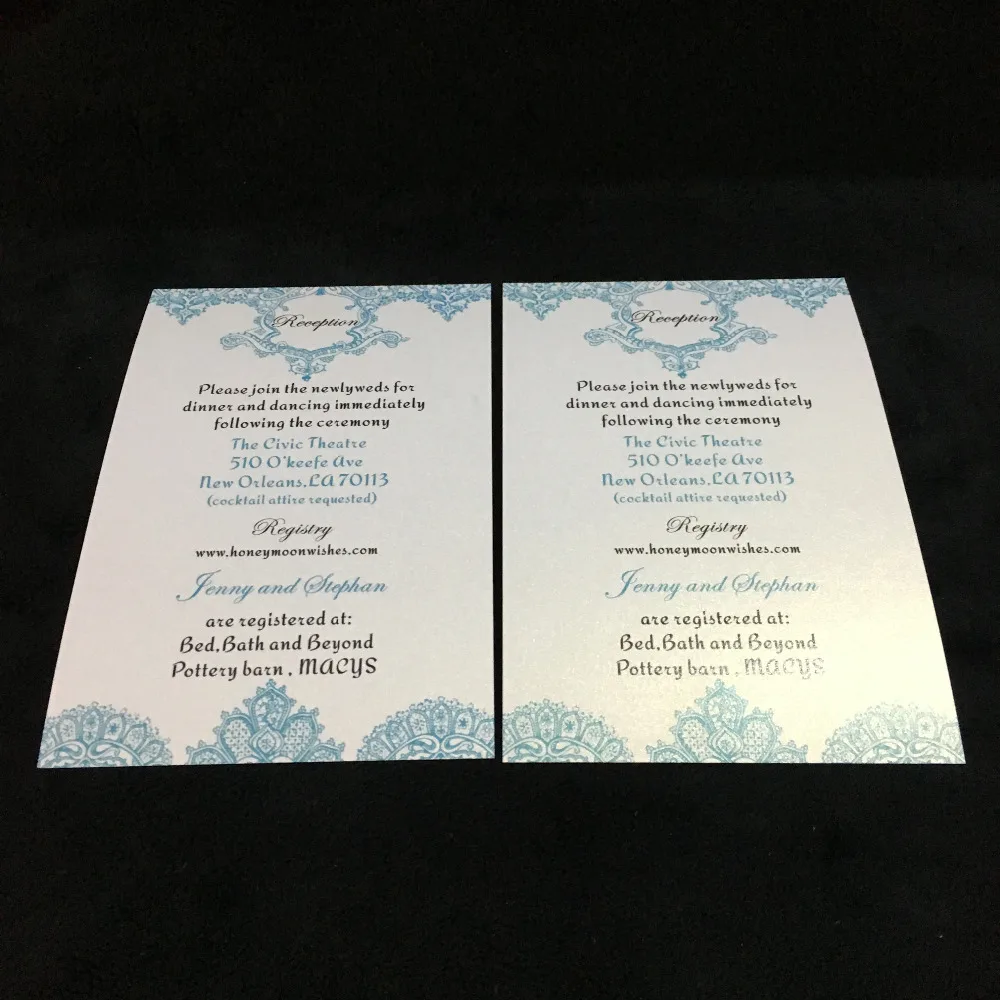 

148*100 мм синие кружевные узорные жемчужные белые бумажные свадебные открытки (1 лот = 100 шт.)