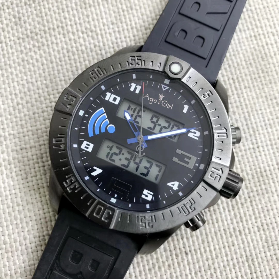

Luxury Brand New Canvas Leather Blue Rubber Digital Men Watch Stopwatch Full Black Carbon Fiber Sapphire Crystal Watches AAA+