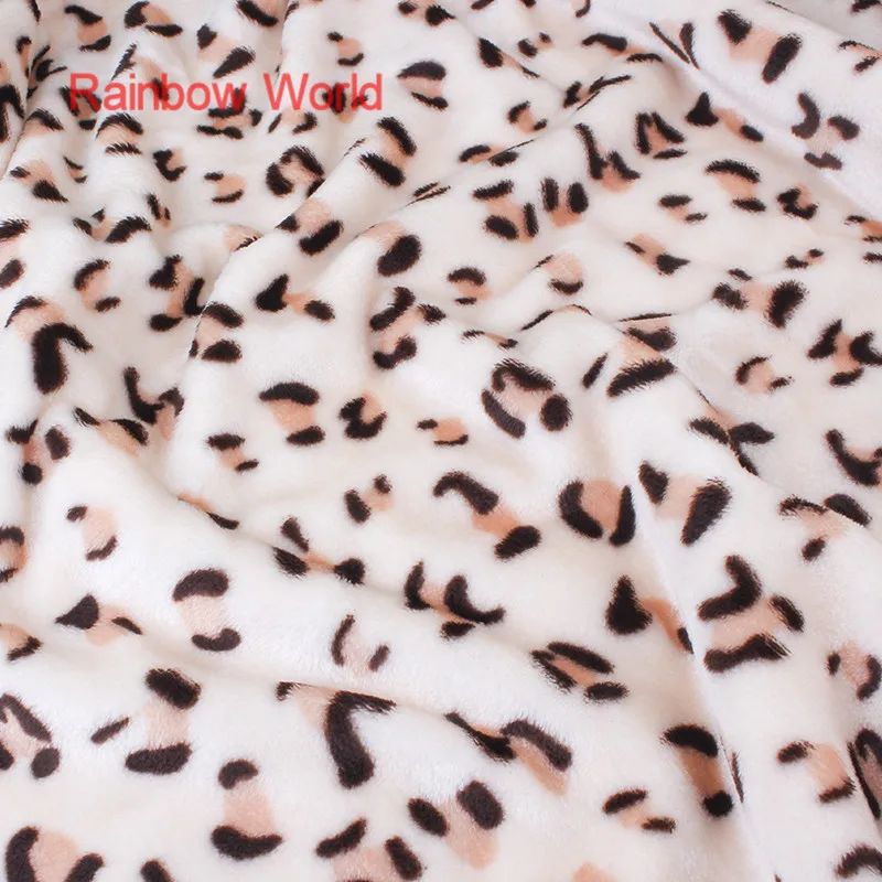 

1 meter print cream leopard Microfiber fabric High Quality super soft velboa for DIY sewing toys sofa material velvet