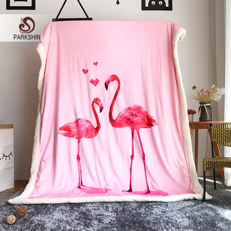 Parkshin Flamingos Pink Flannel Blanket Throw Soft Print Winter Warm