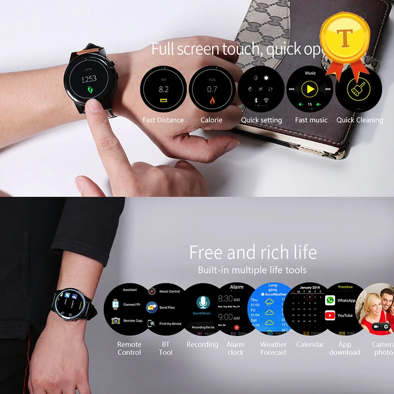 Роскошные 4g мужские android 7,1 Смарт-часы 3 ГБ 32 ГБ rom IP67 водонепроницаемые с большим экраном смарт-наручные часы pk ticwatch 2 KW88 i8