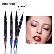 Music Flower бренд глаз Макияж Комплект двойной жидкой композиции, карандаш-подводка для глаз, карандаш Водонепроницаемый 2 Цвет устойчивая косметика