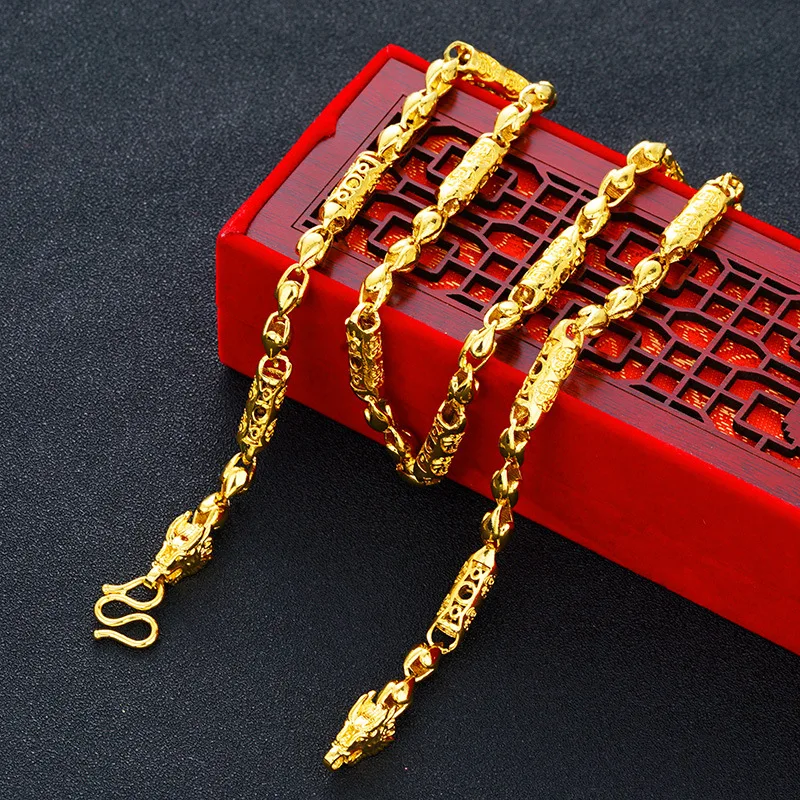 Изящное мужское ожерелье с кубинскими звеньями тон 24K золотое цепочка для мужчин