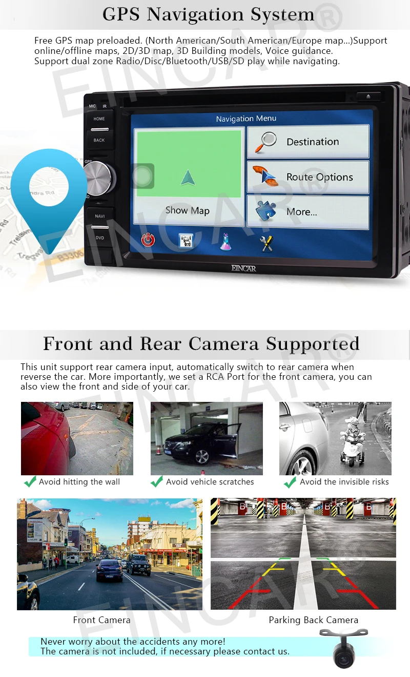 Sale 6.2 Inch Android 6.0 Double Din In Dash Car Stereo Radio Video DVD CD Player WiFi GPS Navigation Mirror-Link/SWC Cam-in/USB+Cam 5