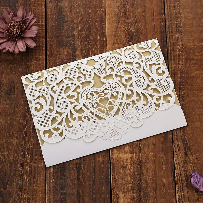  10 Pcs/Set New Wedding Invitation Card Hollow Laser Cut with Inner Paper Envelope Wedding Party Gue - 32963612573