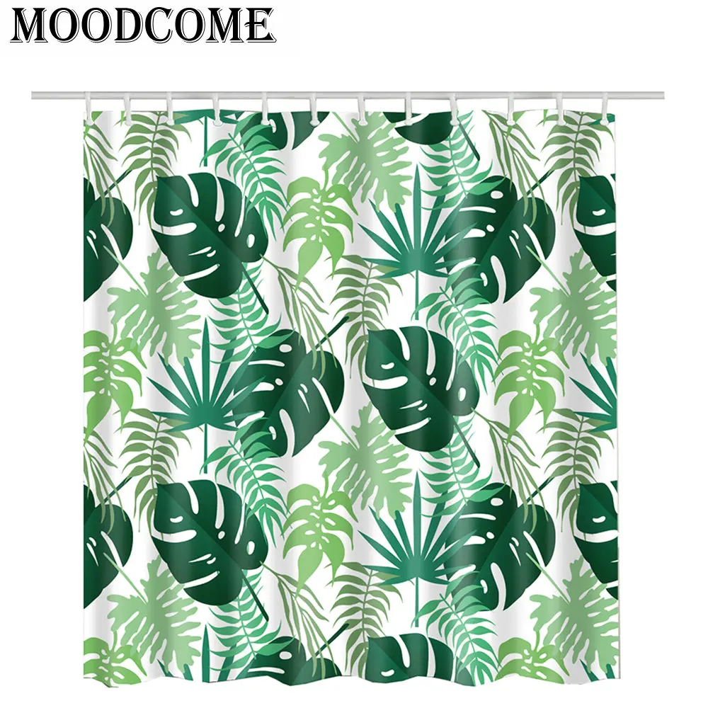 leaf shower curtain for bathroom fabric polyester waterproof jungle