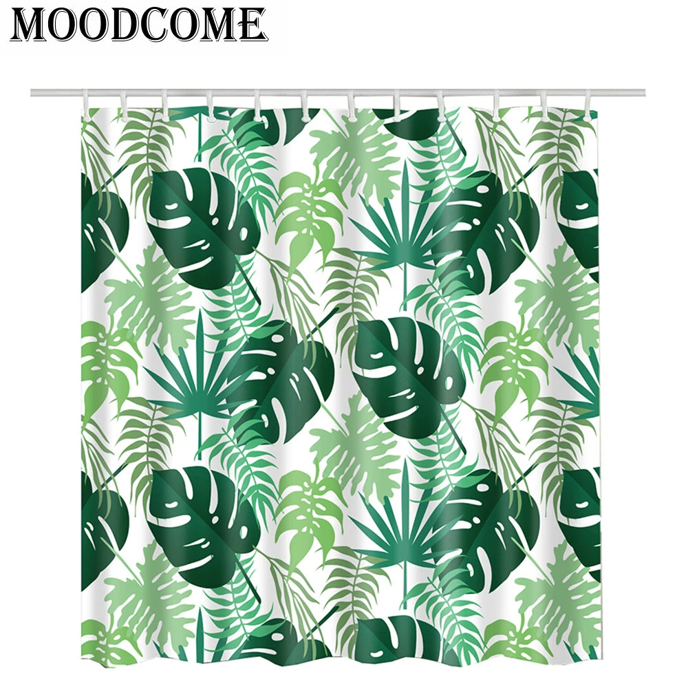 Leaf Shower Curtain For Bathroom Fabric Polyester Waterproof Jungle Theme Tropical Shower Curtain Shower Curtains Aliexpress
