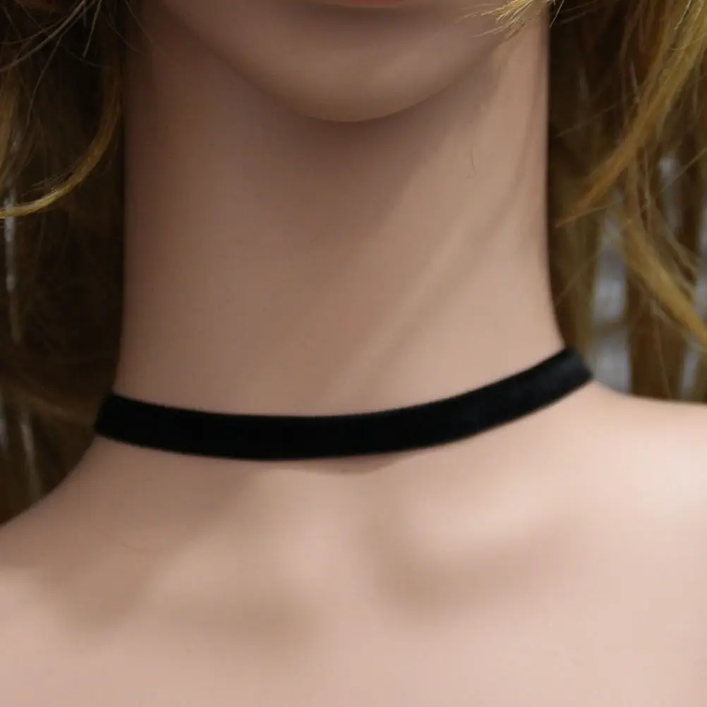Gothic Handmade Retro Burlesque Jewelry New 1pc Punk 90's For Women Black Velvet Choker Necklace Statement Ribbon round torque |