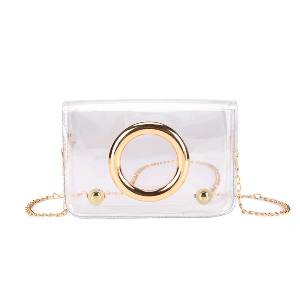 

Women Chain Round Hardware Jelly Transparent Shoulder Diagonal Square Bag