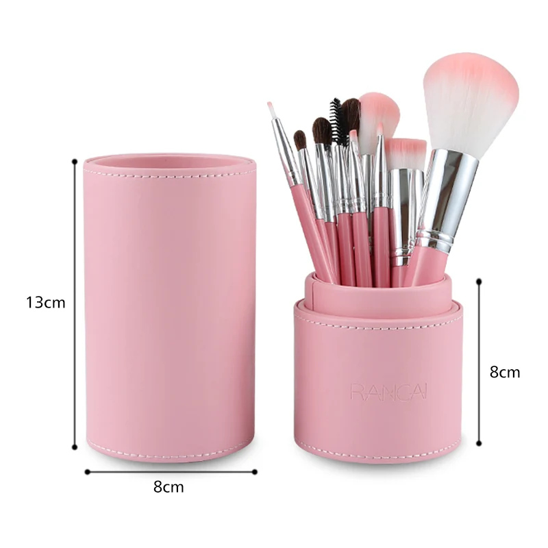 RANCAI – ensemble de pinceaux de maquillage avec cylindre, 10 pièces, pour fond de teint, blush, lèvres, Eyeliner, fard à paupières, mélange de Contour