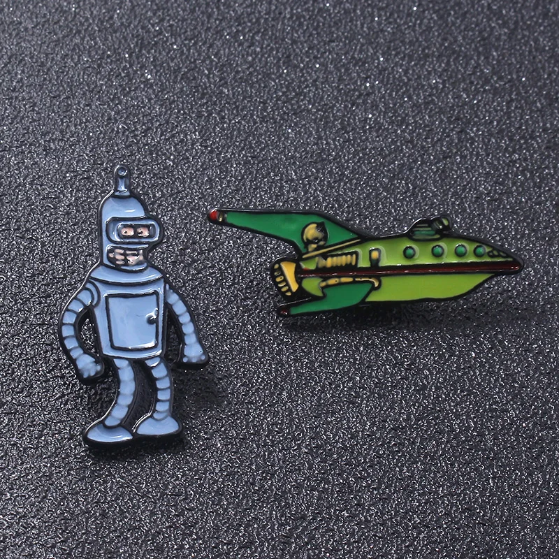 

Futurama Cute Enamel Brooches Pins Ship Spaceman Creative Figure Metal Badge For Women Men Lapel Bag Shirt Pins