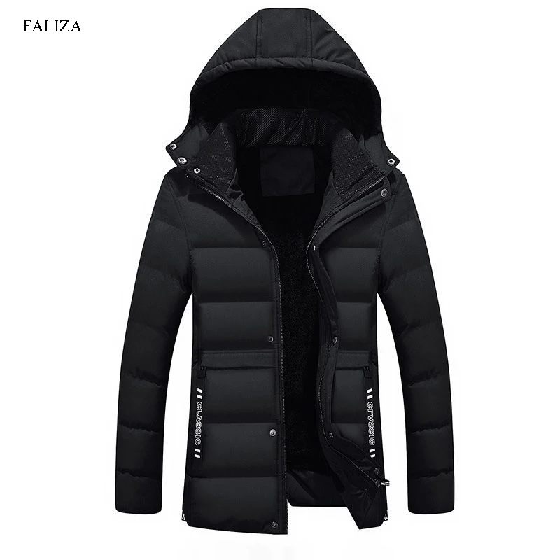 Мужская куртка на флисовой подкладке FALIZA теплая толстая парка с капюшоном и