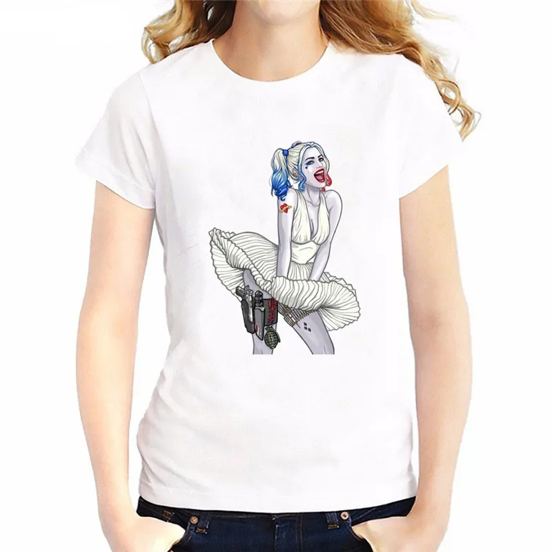 Женская футболка хит продаж отряд самоубийц Веселая Футболка Harley Quinn хип хоп поп