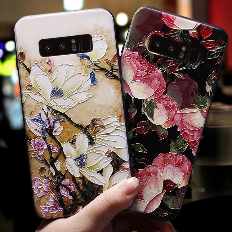 Мягкий чехол для телефона с красными и розовыми цветами черный Samsung Galaxy S8 S9 S10