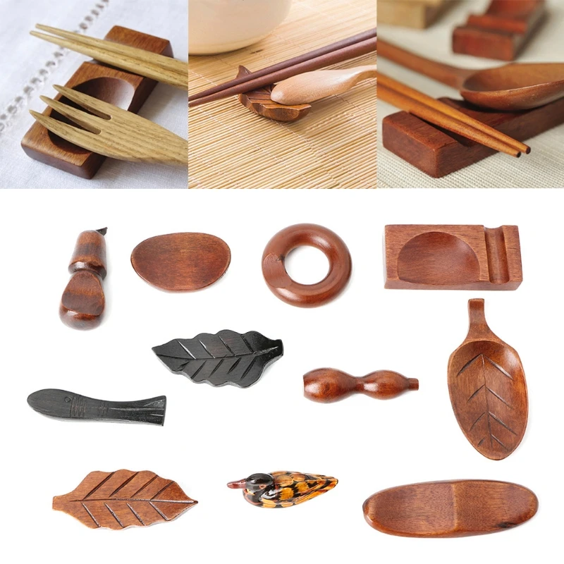

VFTERTE 1PC Cute Japanese Wooden Chopsticks Rest Spoon Fork Knife Holder Stand Rack Kitchen Tableware Chopsticks Rest