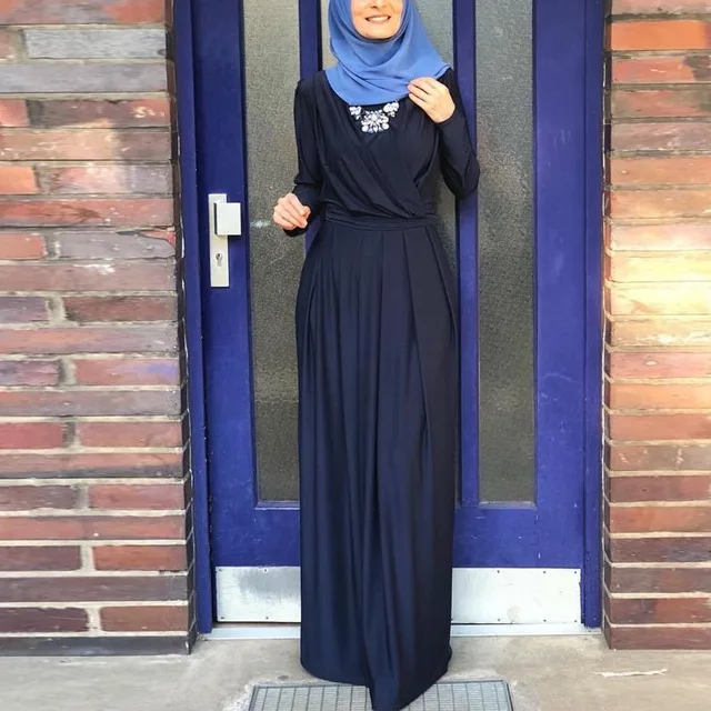 Плиссированное мусульманское платье Абая халат Дубай хиджаб/кафтан абайя s для женщин джайлбаб Рамадан кафтан Marocain Турецкая Elbise Исламская одежда - Цвет: as picture show