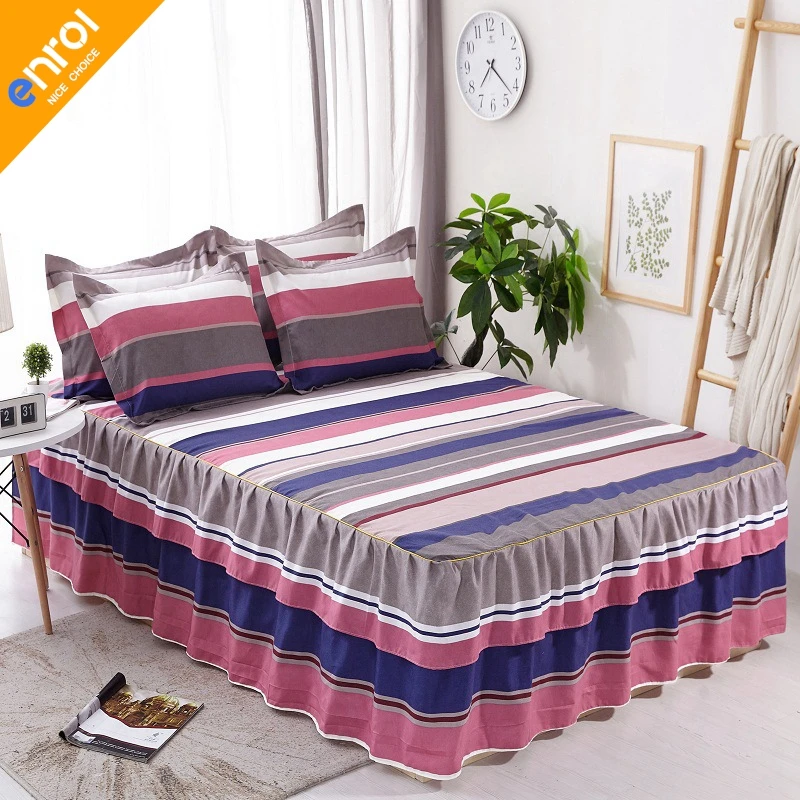 

1/2pcs Bed Skirt Floral Print Beautiful Bed Skirts With Lace Edge Cheap High Quality Bedspread Bedskirt King/Queen Size