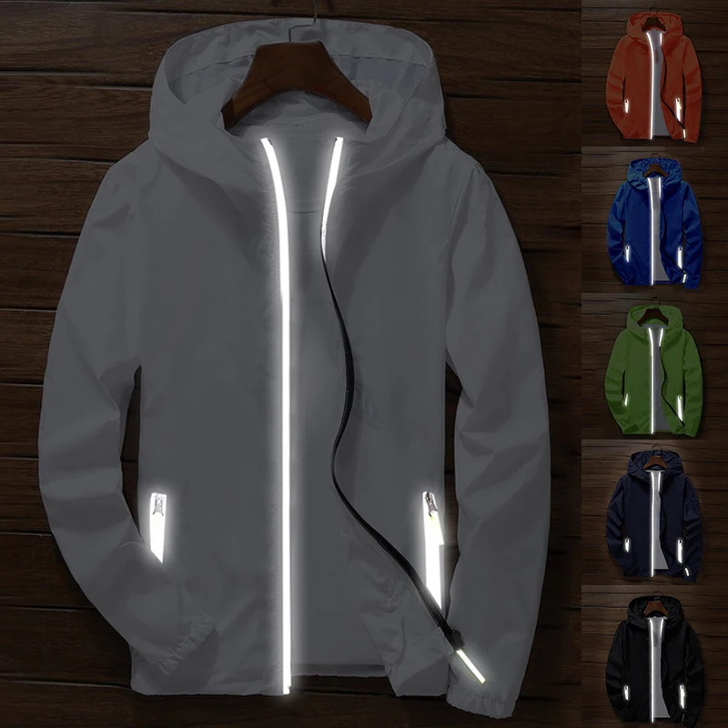 Oversize Men Windproof Cycling Jackets Male Male's Zip Thin Coat 2018 Autumn Sport Outdoor Hooded Waterproof Jackets Sportwear