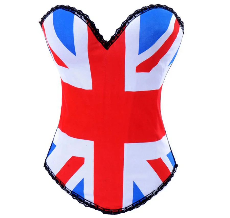 COSWE British Flag Sexy Overbust Corset Top Basque Underwear Bustier