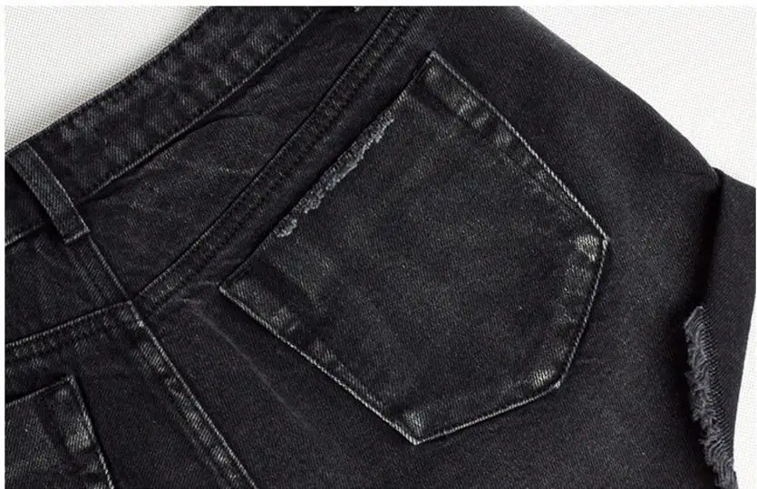 Летние шорты с вышивкой и кисточками, Необычные повседневные джинсовые шорты черного цвета, новые джинсовые шорты со средней талией S/3Xl, шорты J2097