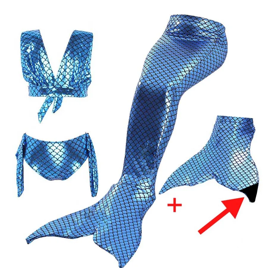 

Children Mermaid Tail For Swimming with monofin Cosplay for Kids 4 Piece bikini set Children Girls Mermaid Tails Costume Flipper