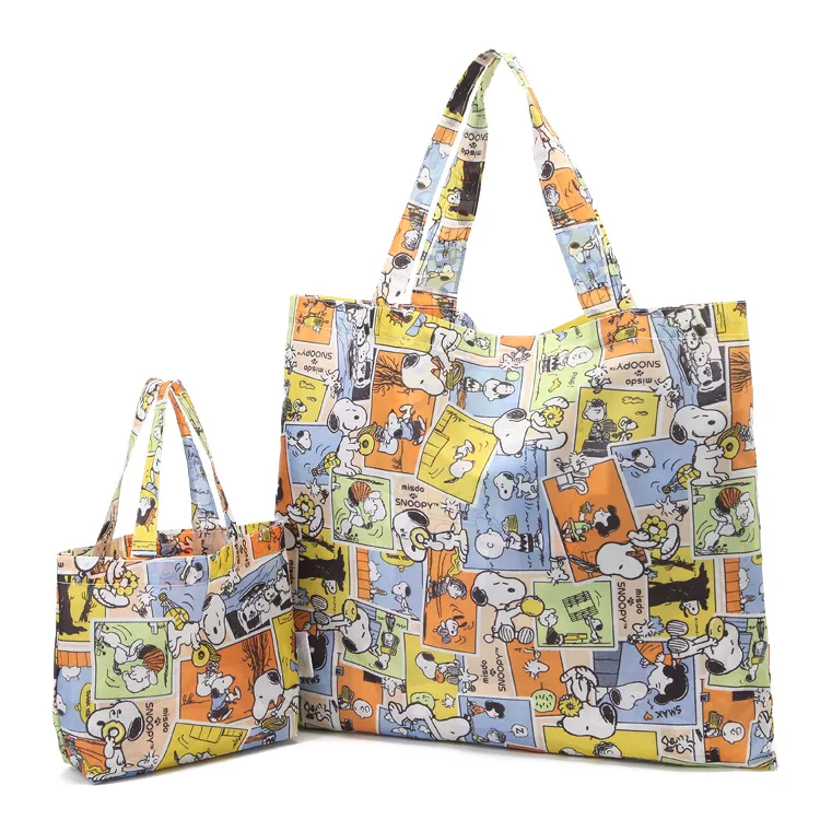 2Pcs set New 3 Colors Eco Friendly Reusable Shopping font b Bags b font Cartoon Large