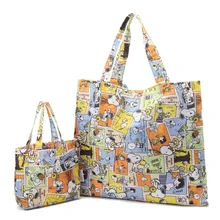 2Pcs set New 3 Colors Eco Friendly Reusable Shopping font b Bags b font Cartoon Large