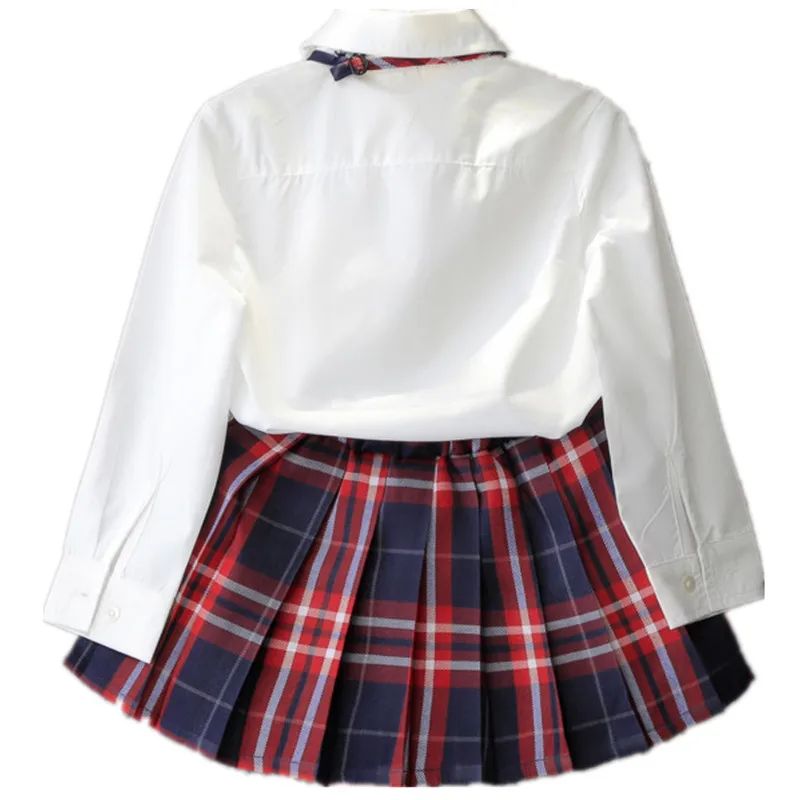 3 قطع Preppy نمط الفتيات الدعاوى الخريف الاطفال الطفل فتاة الملابس الفتيات الملابس مجموعات طويلة الأكمام + شبكة تنورة + bowknot الفتيات الاطفال مجمو...