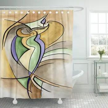 

Shower Curtain with Hooks Blue Graffiti Abstract Design Colorful Wave Abstraction Artistic Canvas Circle Clip Bathroom Decor