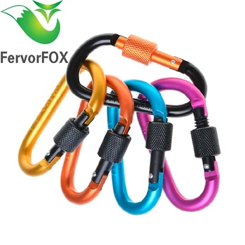 

High quality Outdoor multi colors Safety Buckle With Lock Aluminium Alloy Climbing Button Carabiner Camping Hiking Hook