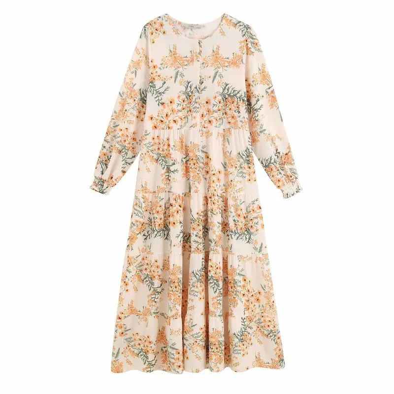 

1981-55-9737 European and American Fashion Flower Printed Dresses