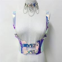 Goth Laser Lucido Pvc Trasparente Della Cinghia di Giarrettiera Sexy Delle Donne Del Corpo Cage Harness Cinture di Cristallo Olografica Cinghie in Vita Sculpting Cinture