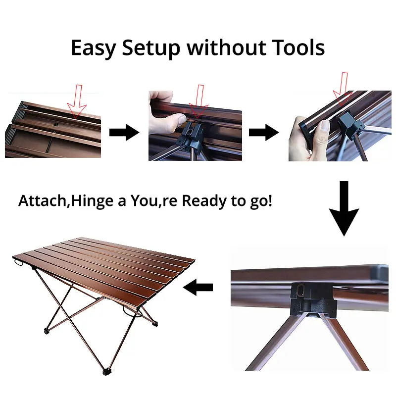  Portable Camping Side Tables with Aluminum Table Top: Hard-Topped Folding Table in a Bag for Picnic