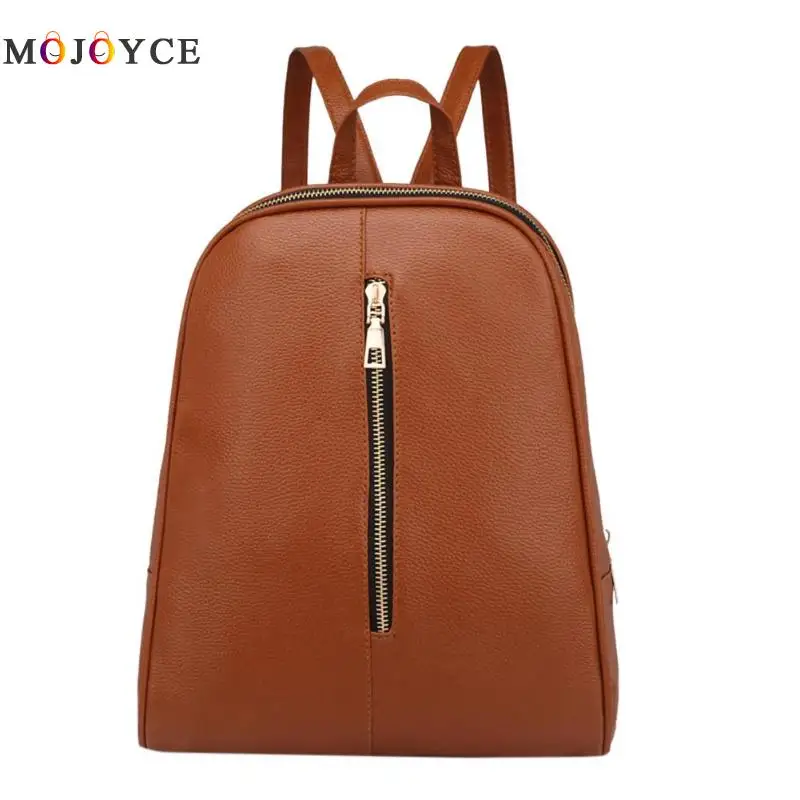 

Designer Women PU Leather Backpack Simple Solid Preppy Students Teenagers Girls Zipper Backpack