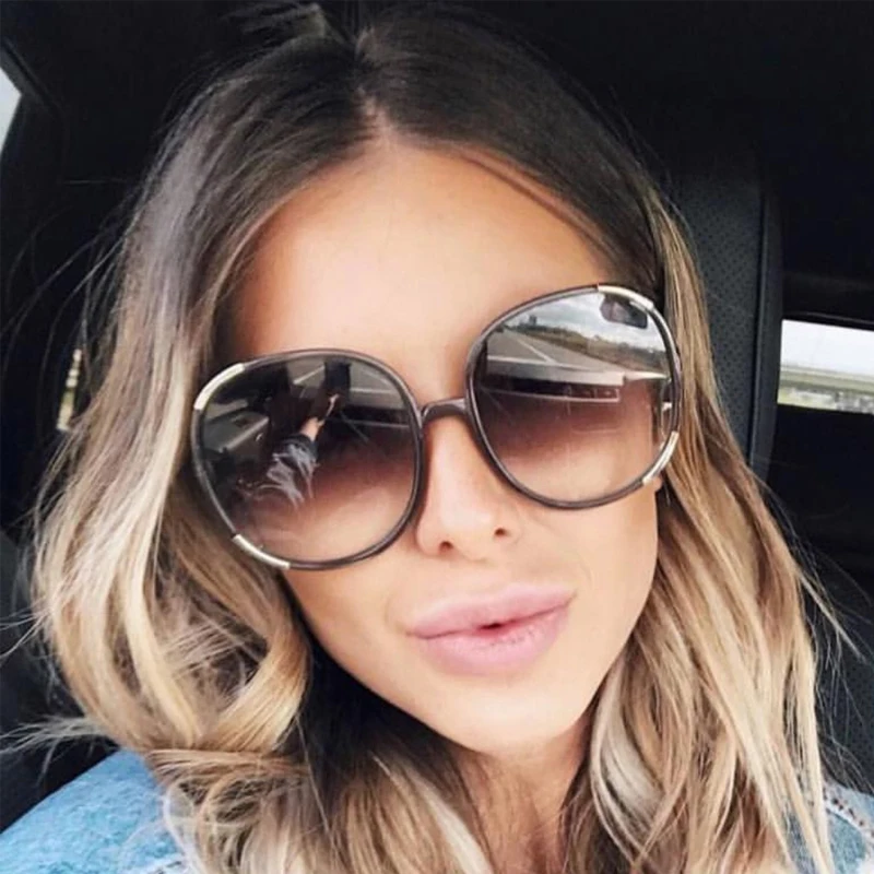 

RunBird Oversize Square Sunglasses Women 2018 Brand Designer Metal Decoration Eyewear Gradient Sun Glasses Female UV400 5242R