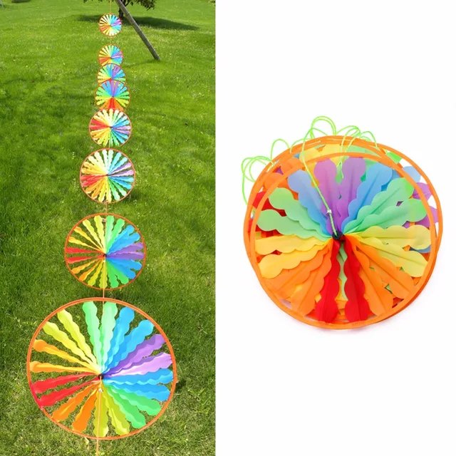 1Pc New Rainbow Wheel Windmill Wind Spinner Whirligig Garden Home Lawn Decoration Kids Toy 1