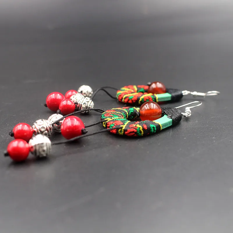Yanting Long Tassel Earrings With Natural Stones Handmade Knitted Chinese Vintage Boho Earrings For Women Ethnic Brincos 098 (8)