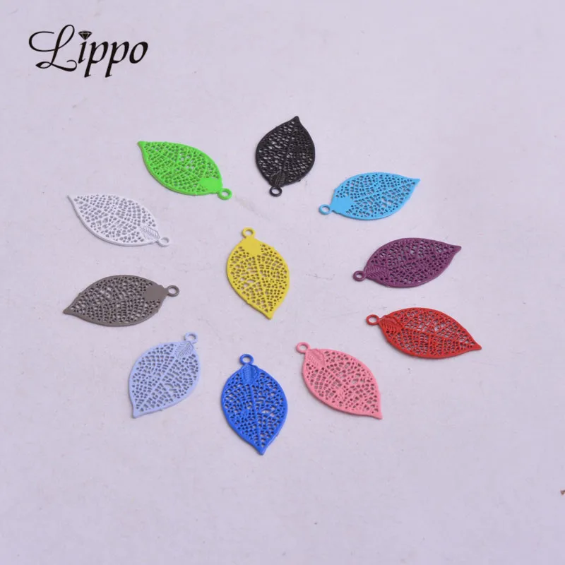 

100pcs AC3846 Brass Small Leaves Charm Filigree Leaf Bracelet Earrings Findings Pendants Embellishment DIY Jewelry Materials