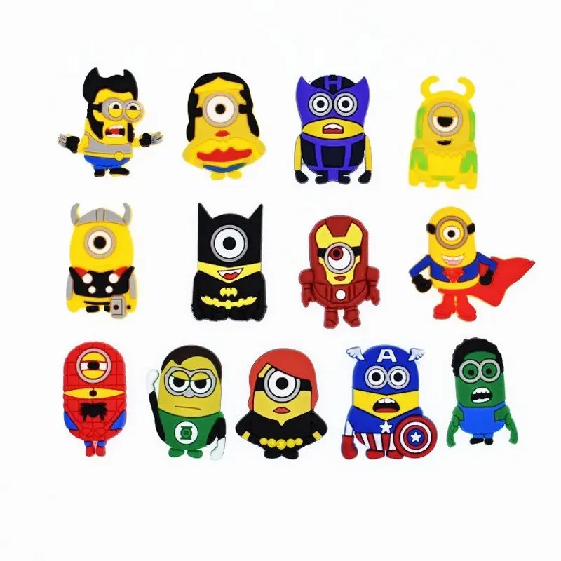 

13Pcs Minions Cosplay avengers silicone Accessories Flat back DIY Gadgets craft Shoe charms phone case magnet bookmarks rings