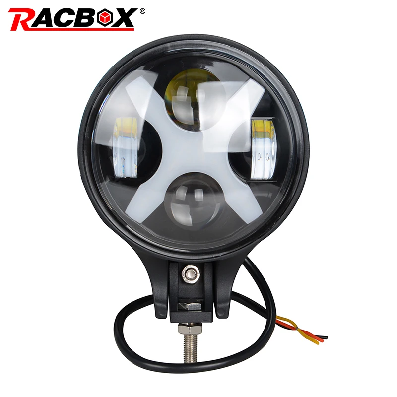 

1Pcs 6 Inch 60W 8000Lm With White x Angle Eyes Offroad LED Worklight Beam Spotlight Fog Light Daytime Running Light DRL For Lada