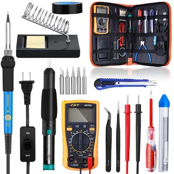 

Adeeing Soldering Iron Kit 60W Adjustable Temperature Welding Tool Multi Upgraded Welding Kit for Various Repair