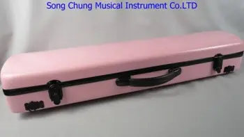 

Beautiful 4/4 pink fiberglass violin case ,With two bows holders