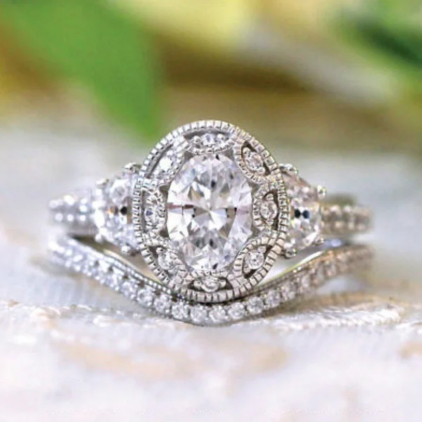 Новинка, роскошное овальное 925 пробы Серебряное обручальное кольцо, набор для женщин, Подарок на годовщину, дропшиппинг, moonso R5077