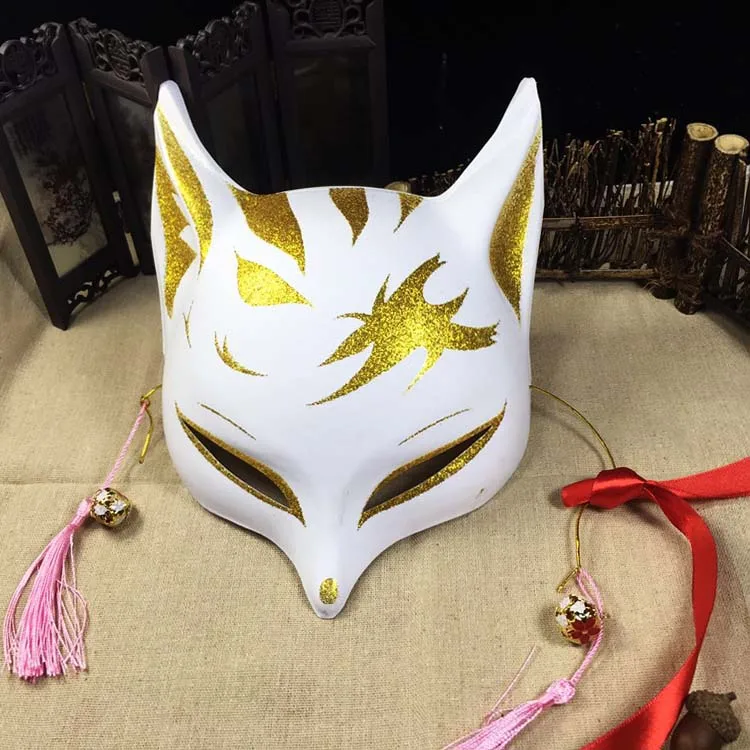 

Adult Japanese-style Fox COS Mask Cosplay Halloween Anime DIY Colorful PVC Plastic Half Face Mask