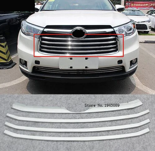 

ACCESSORIES FIT FOR toyota HIGHLANDER KLUGER 2014 2015 CHROME FRONT GRILL GRILLE INSERT COVER TRIM MOLDING BUMPER